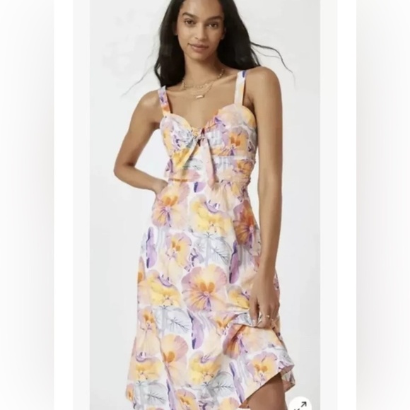 Cecilia Pettersson for Anthropologie Floral Print bow cinched waist midi Dress - Picture 5 of 10